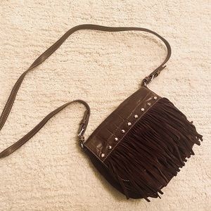 Michael Kors suede messenger bag with tassels
